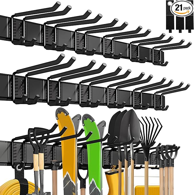 Garage Wall Organizer,21Pack Carries 1200 lbs,Garden Tool Organizer 99in With Large Storage Space,Easy Assembly, Sturdy Design,for Efficient Tool Storage Garage Organization