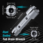 DURATECH 10 "-17" Telescoping Basin Wrench with 1-3/8" to 2-1/2" Large Jaw Capacity & Tub Drain Remover Wrench Aluminum Alloy Drain Removal Tool, Dual Ended