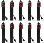 KMC 6-Outlet Surge Protector Power Strip 10-Pack, 735 Joules, Overload Protection, 2-Foot Cord