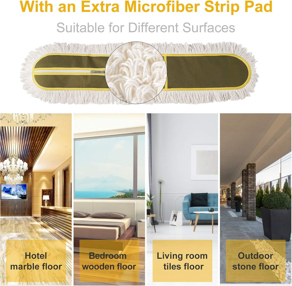 36" Commercial Dust Mops for Floor Cleaning Heavy Duty Floor Duster Mop with Long Handle Hotel Gym Household Cleaning Supplies for Hardwood, Tiles, Marble Floors,Green