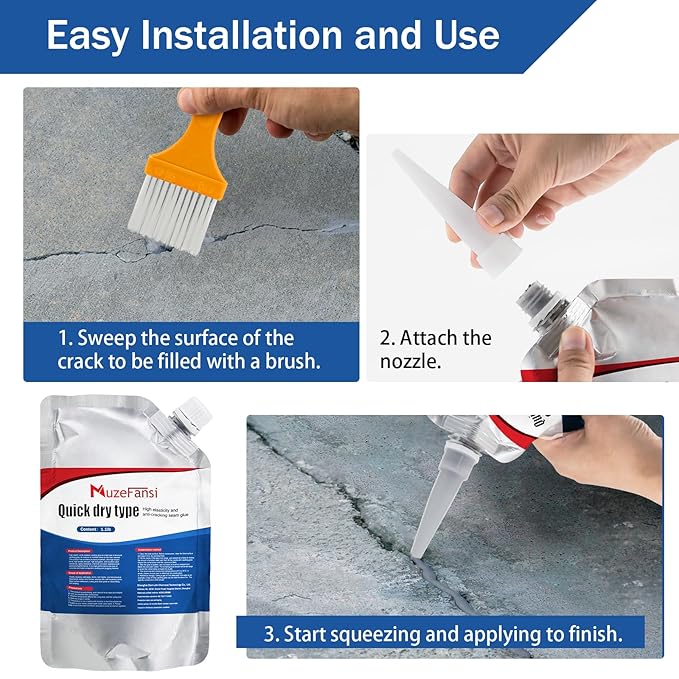 Slab Concrete Crack Waterproof Repair Sealant, Concrete Crack Filler, Quick-Drying Sealing Adhesive,Weather-Resistant Caulking Glue (4 pcs)
