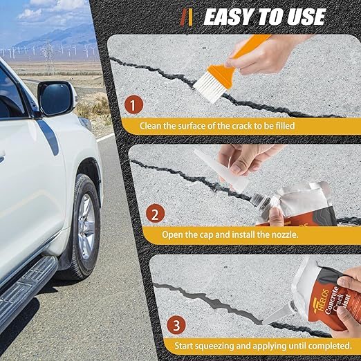 Concrete Crack Sealant, 9Packs Premium Concrete Crack Filler, Weather-Resistant Caulking Glue,Quick-Drying & Waterproof Repair Adhesive for Slabs, Driveways, Sidewalks (Grey)