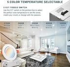 PARMIDA (12 Pack) 4 Inch LED Gimbal 5CCT Recessed Lighting, Directional Adjustable Canless Ceiling Light with J-Box, 2700K-5000K 5 Color Selectable, 9W, Eyeball Ultra-Thin Slim Panel, Dimmable, ETL