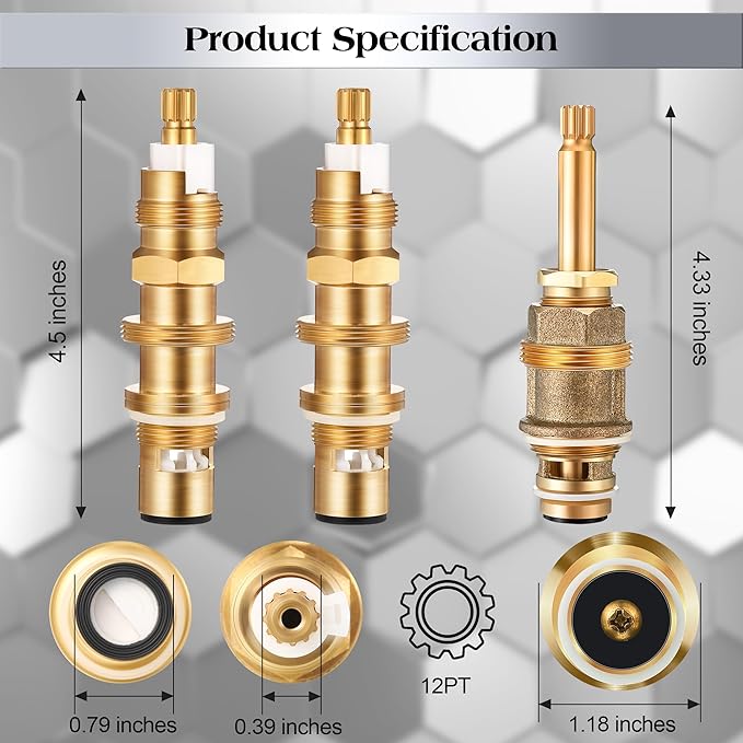 Dreyoo Ceramic Disc Cartridge Replacement for 910-030, Diverter Stem Replacement for 910-022, Shower Valve Faucet Cartridge Compatible with Price/Pfister, Hot Cold Diverter, Brass Construction