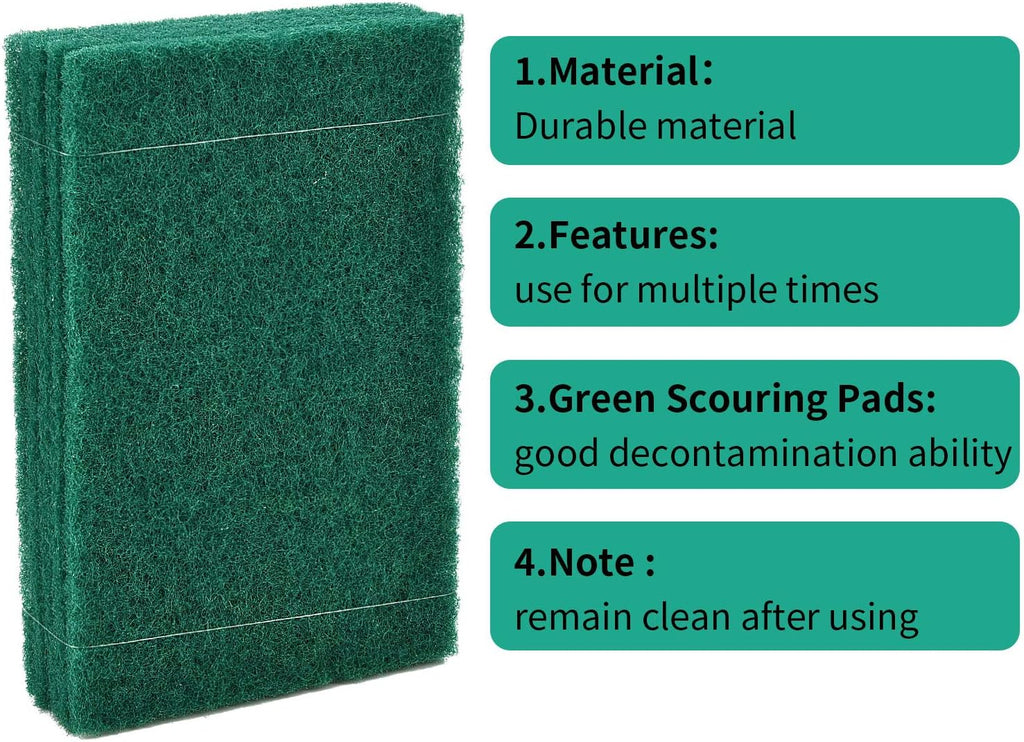 Jetec Scrub Pads Scouring Pads Sponge Dish Scrubber Scouring Cleaning Non Scratch for Kitchen Dishes Cleaning(Green,200 Pieces)
