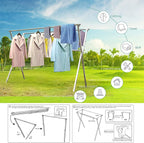 Clothes Drying Racks Outdoor, 64 Inches Updated Version,Stainless Steel Laundry Drying Rack for Indoor Outdoor and The Balcony,Length Adjustable Saves Space,with Windproof Hooks(64)