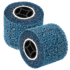 4.5" x 4" Abrasive Drawing Wheel Surface Conditioning Tool, 2 Pcs Wire Wheel Burnishing Tool for Metal Polishing, Rust, Oxidation - 3/4" Quad Keyway for Hand held Polishing Machine(Blue)