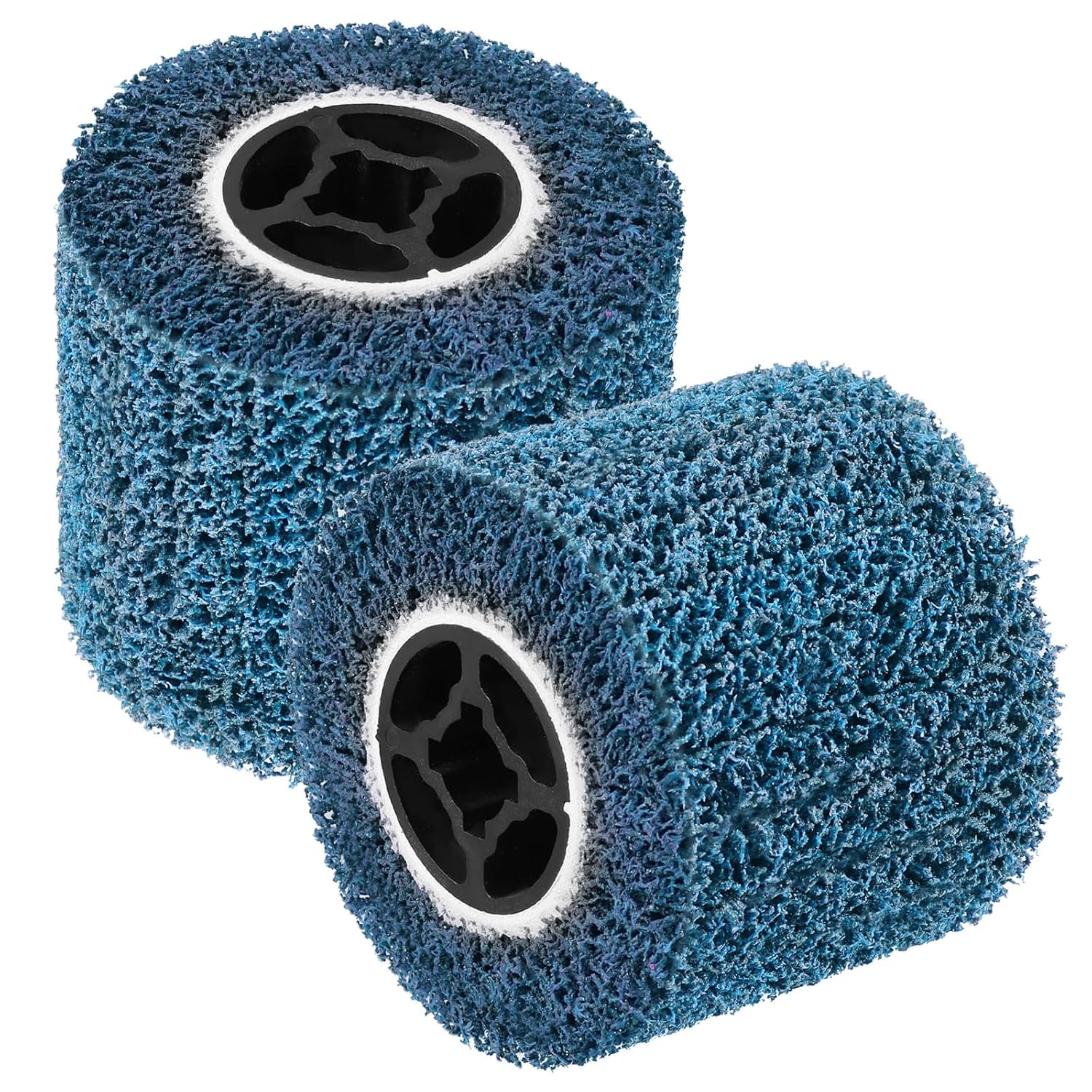 4.5" x 4" Abrasive Drawing Wheel Surface Conditioning Tool, 2 Pcs Wire Wheel Burnishing Tool for Metal Polishing, Rust, Oxidation - 3/4" Quad Keyway for Hand held Polishing Machine(Blue)