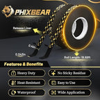 High Temp Resistant Heavy Duty Double Sided Tape Pro+ - Super Strong, Removable No Residue, Weatherproof - for Home, Outdoor, Automotive Use - 0.4" x 19.7 ft