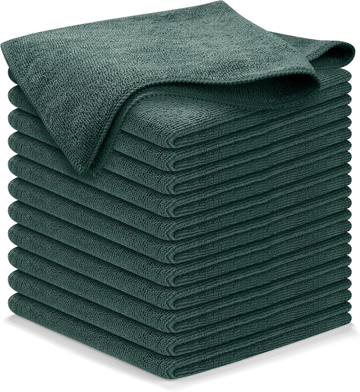 USANOOKS Microfiber Cleaning Cloth - 12Pcs 12.5x12.5 inch High Performance - 1200 Washes, Ultra Absorbent Microfiber Towels for Cars Undercarriage, Rims and Engine Bay Cleaning -Microfiber Cloth Green