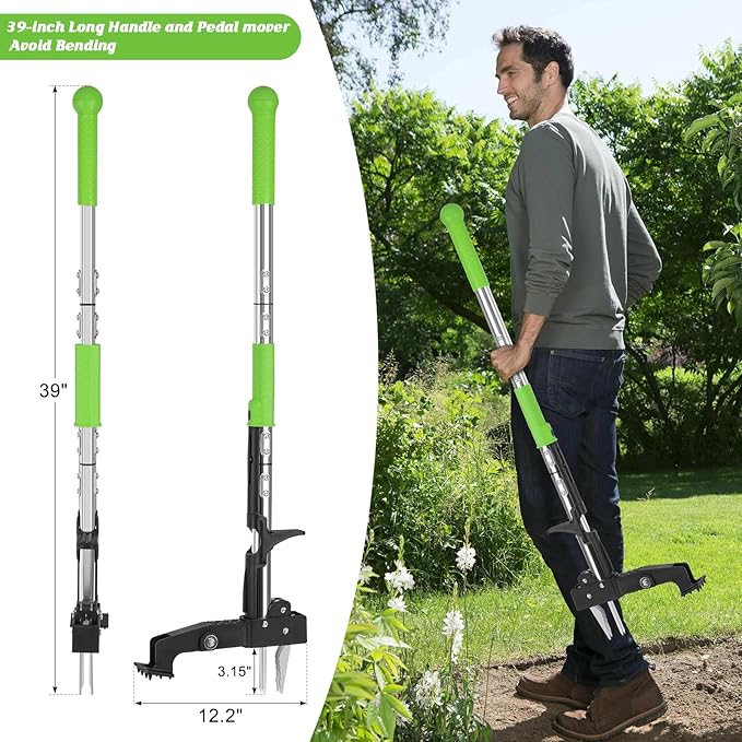4-Claw Weed Puller Tool Stand Up Heavy Duty, 40'' Long Weeding Tool with Long Handle Stainless Steel Claws Gardening Weed Pulling Tool for Lawn and Garden [ 2024 Upgrade Version]