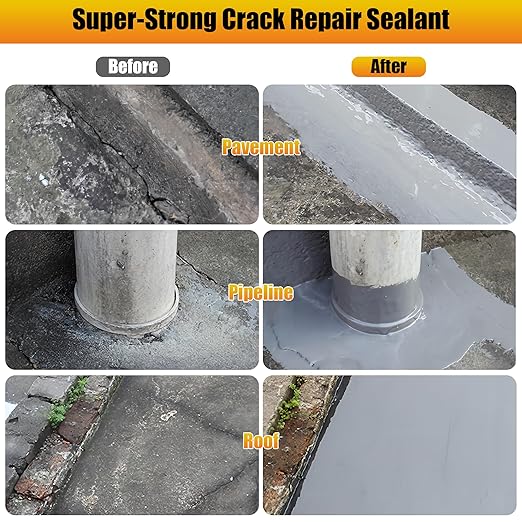 Concrete Crack Filler, 4 PCS Self Leveling Cement Crack Sealant, Quick-Drying Sealing Adhesive Repair Sealer for Driveways, Sidewalks, Patios, Waterproof Outdoor Joint Caulking Glue, Gray