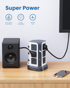 KOOSLA [65W] PD Power Strip Tower Surge Protector, USB C Desktop Charging Station with 12 Widely Spaced AC Outlets / 2 USB-C / 3 USB-A Ports, 6.5ft Heavy-Duty Extension Cord for Home Office Dorm…