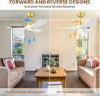 42" Ceiling Fans with Lights, Low Profile Modern Ceiling Fan with Remote Control, DC Motor, Reversible, 3CCT, Dimmable, Noiseless, Indoor Outdoor Ceiling Fans for Bedroom, Living Room, Dining Room