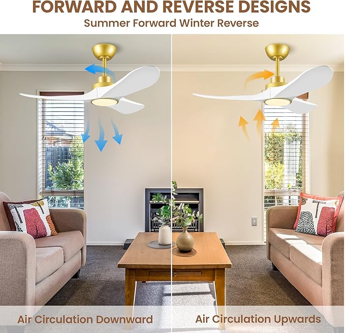 42" Ceiling Fans with Lights, Low Profile Modern Ceiling Fan with Remote Control, DC Motor, Reversible, 3CCT, Dimmable, Noiseless, Indoor Outdoor Ceiling Fans for Bedroom, Living Room, Dining Room