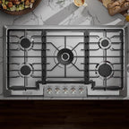 Empava EMPV-36GC23 36 Inch Stainless Steel Gas Cooktop Professional 5 Italy Sabaf Burners Stove Top Certified with Thermocouple Protection Silver