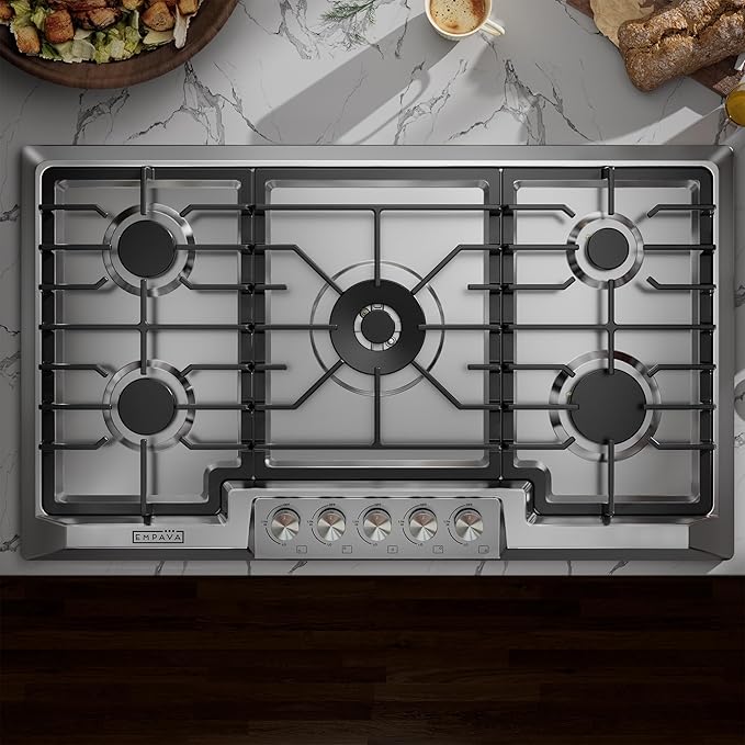 Empava 36" Stainless Steel 5 Italy Sabaf Burners Stove Top Gas Cooktop EMPV-36GC881
