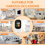 2 Pack 4-in-1 Carbon Monoxide Detectors Plug in with LCD Display and Test Button, CO/Gas Leak Detector Temp & Humidity Monitor