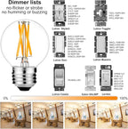 LiteHistory Dimmable E26 Edison Bulb G16.5 Light Bulb 6W Equal 60 watt Light Bulb AC120V Warm 2700K E26 led Bulb for Pendant,Chandeliers,Vanity,Wall sconces Edison Light Bulbs 60 Watt 600lm 6Pack
