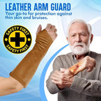 Arm Chaps Leather Protective Sleeves Arm Guard - Prevent Cuts, Scratches & Bruises - Genuine Cowhide - Ideal for Gardening & Construction - Left & Right Form-Fitting. Brown (1 Pair/Medium).