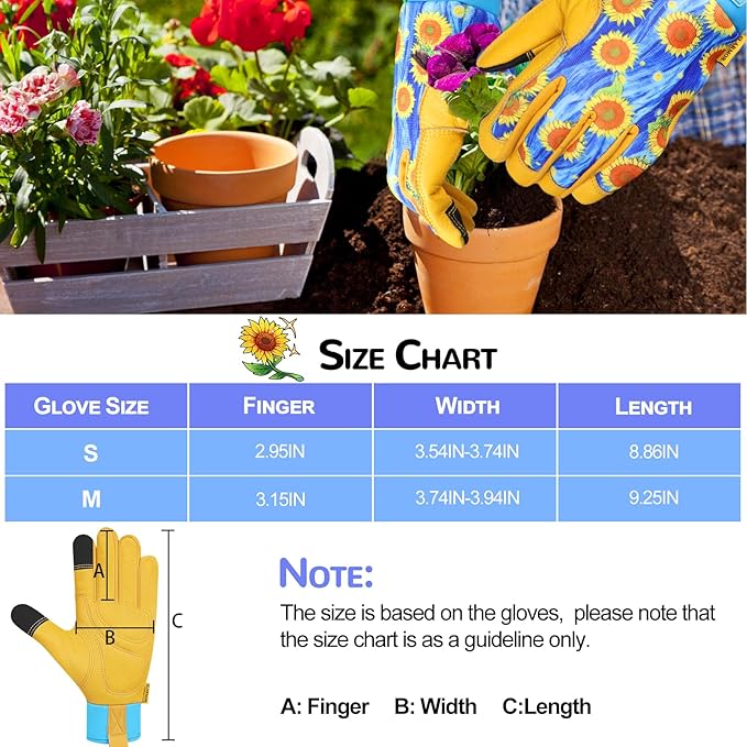 Leather-Gardening-Gloves for Women,Thorn-Proof Work-Gloves for Weeding,Digging,Planting,Pruning Yard garden Gloves