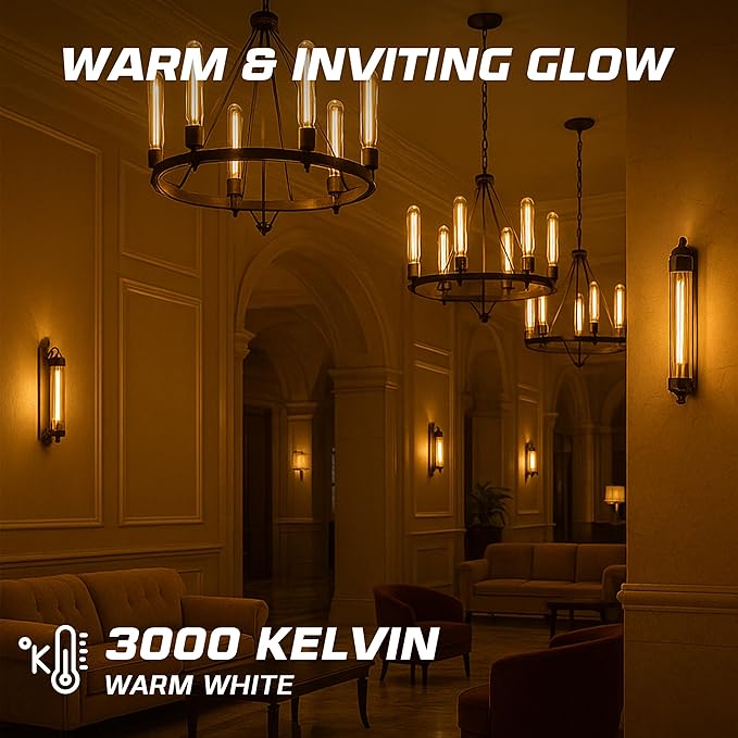 OHLECTRIC T9 LED Tubular Bulbs (4-Pack) 5W (40W Equivalent) 11" Clear Tubular Bulb 400 Lumens, 3000K Soft White, E26 Medium Base, Dimmable, Wet Rated, Filament Style, Replacement for Bulbrite 776946