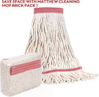 Matthew Cleaning Pack of 12 Heavy Duty Commercial White Mop Head Replacement for General and Floor Cleaning,Wet Industrial Blend Cotton Looped End String Head Refill