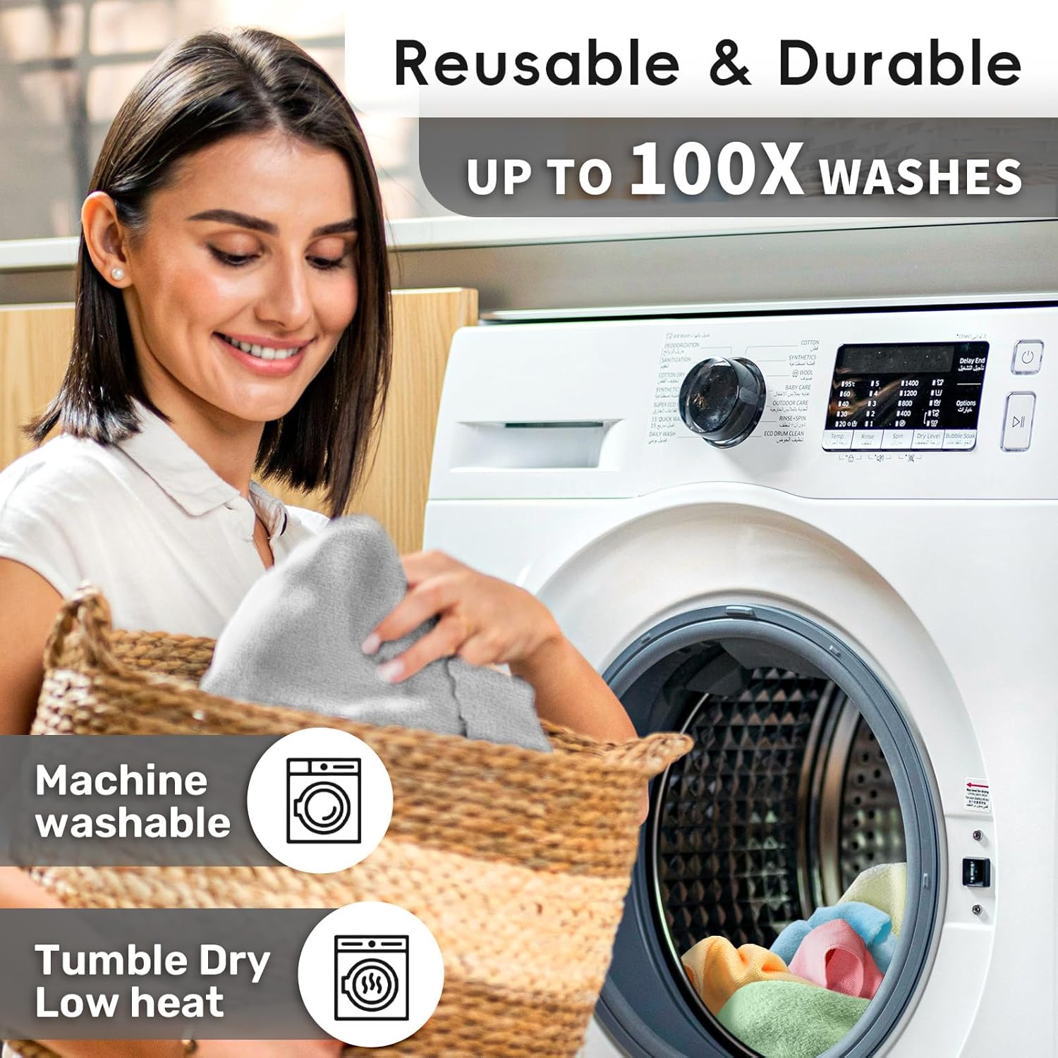 Microfiber Cleaning Cloths Roll, 75 Pack Tear Away Microfiber Towels Roll, 12" x 12" Lint Free Rags, Reusable Cleaning Cloths, Washable, Scratch Free,Ultra Absorbent Dish Rags(Grey)