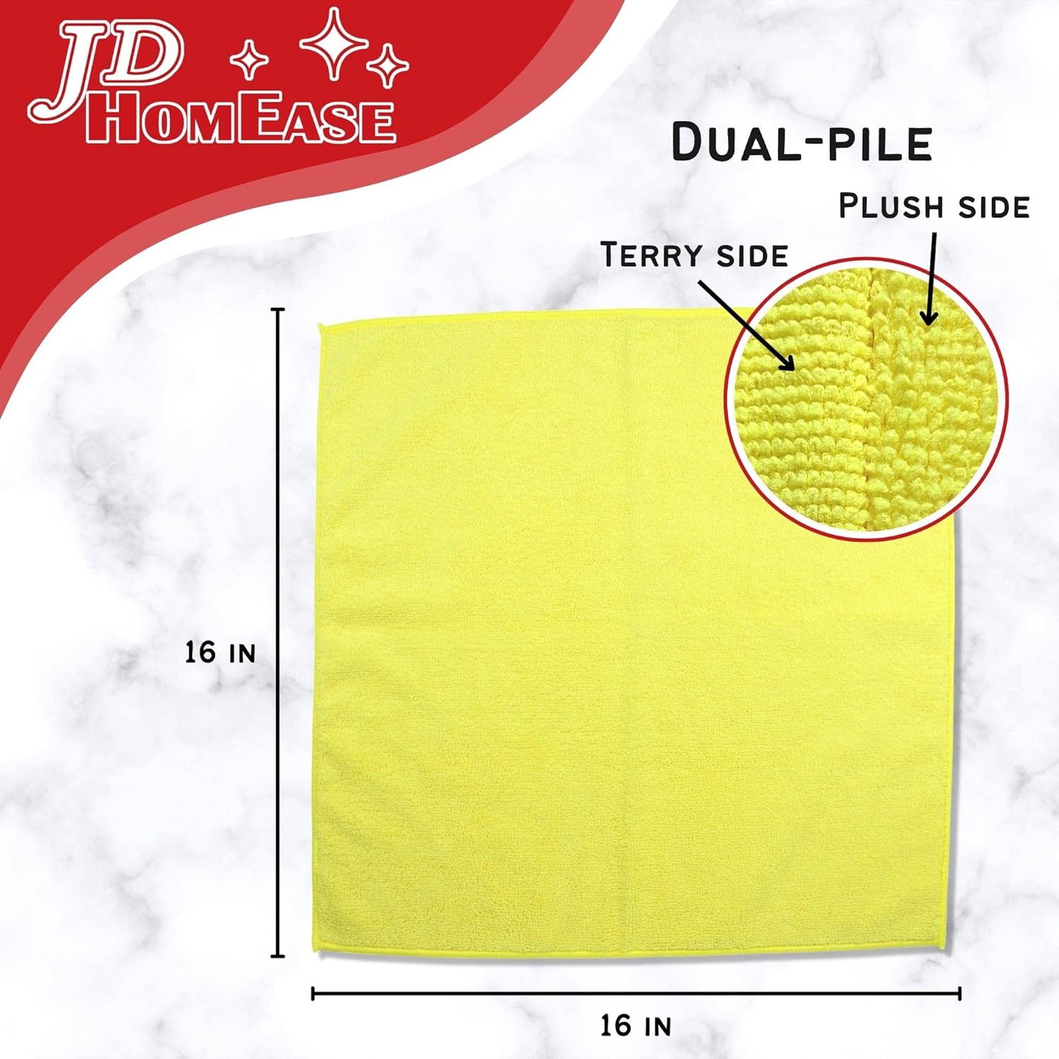 Microfiber Cleaning Cloths, 240 Pack, 16"x16", All-Purpose, Softer, Highly Absorbent, Lint-Free, Reusable, Washable Pro Towels, Yellow, for House, Kitchen, Bathroom, Car, Office