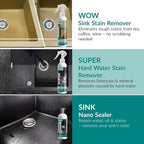 Shieldon Protects Sink Restorer Kit – 3-Step System: Heavy Duty Kitchen Sink Cleaner, Hard Water Stain Remover & Nano Sealer Protector for Granite Composite, Quartz, Porcelain & Ceramic Kitchen Sinks