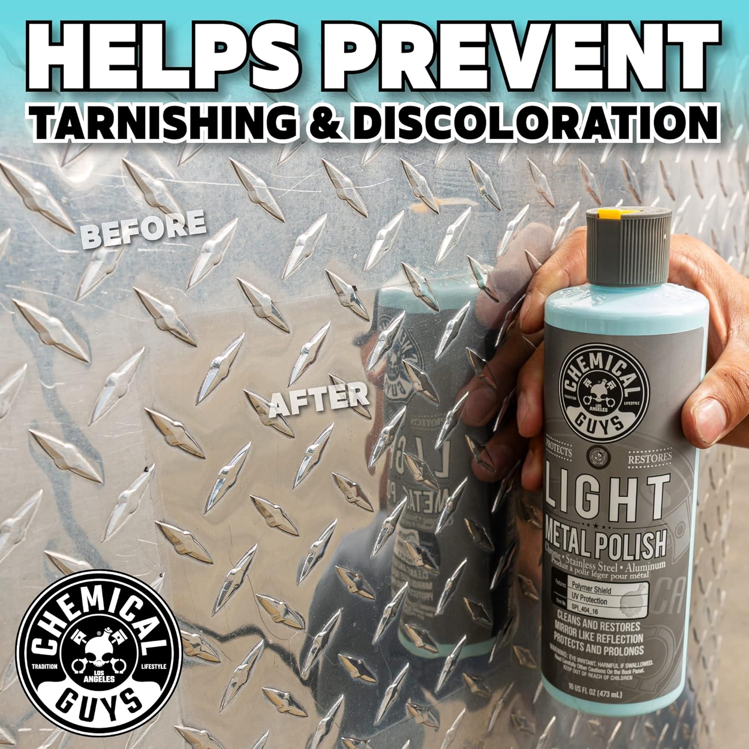 Chemical Guys SPI_404_16 Light Metal Polish (Works on Chrome, Stainless Steel, Aluminum & More), 16 fl oz