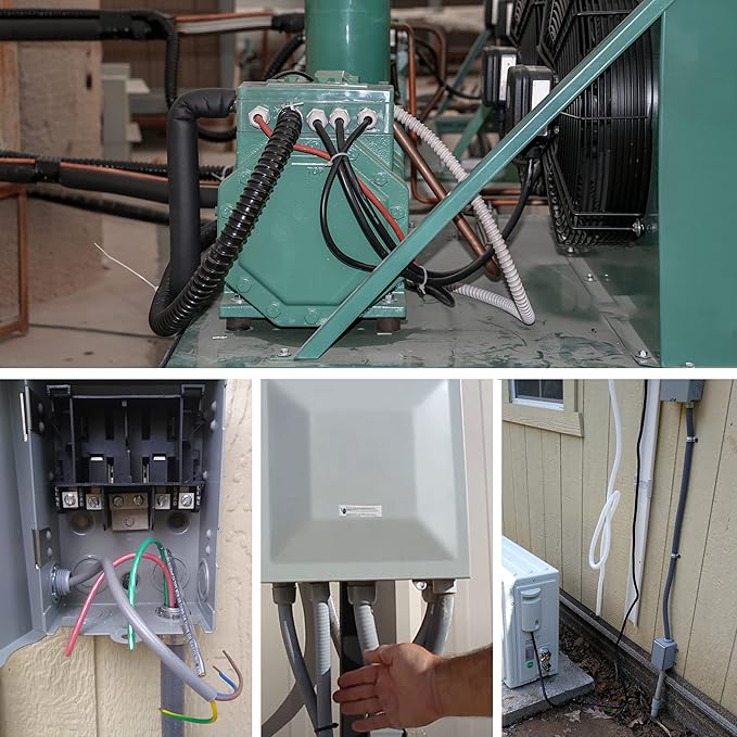 50 Foot Liquid-Tight Conduit Kit - 1/2inch Flexible Non Metallic Liquid Tight Electrical Conduit and 5 Straight and 4 Angle Fittings Included. 1/2" Dia