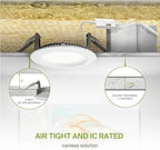 ASD LED Recessed Lighting 4 Inch, Round Commercial Downlight, Mini Panel with Baffle Trim, 4" 12W 120-277V CCT Selectable 2700/3000/3500/4000/5000K, Dimmable Ceiling Light Fixture, White, ETL