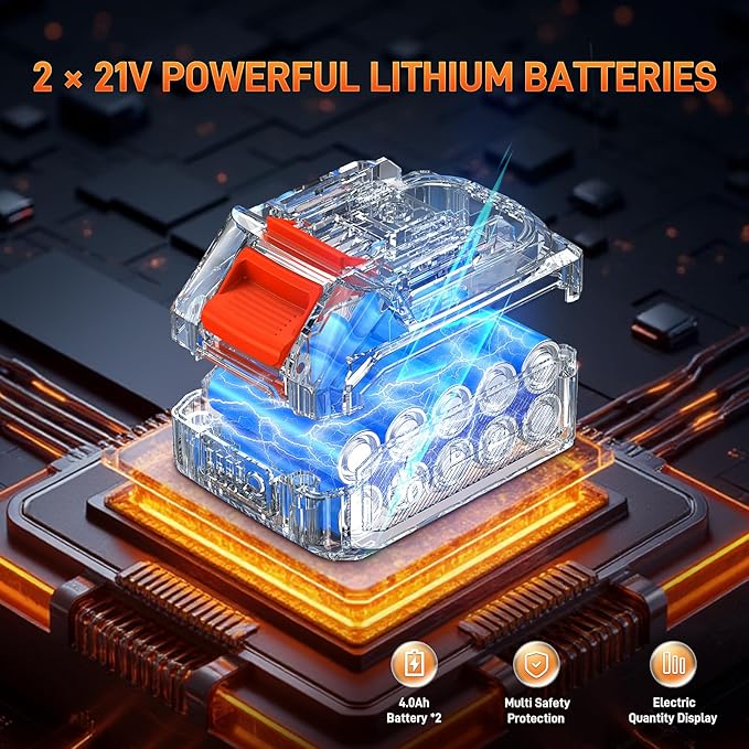 21V Cordless Impact Wrench, 1/2" Brushless Impact Driver Kit 516Ft-lbs (700N.m) with 2*4.0Ah Batteries,4 Sockets,10 Drill Bits,High Torque Electric Impact Gun for Car Tire Truck RV Mower