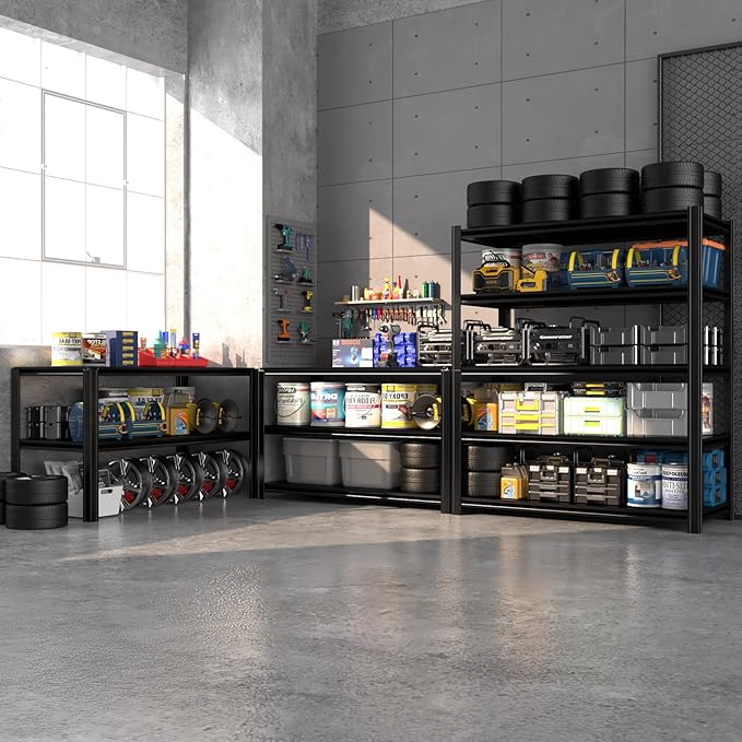 6-Tier 55" W x 24" D x 84" H Garage Shelving 3500LBS Storage Shelves Heavy Duty Metal Shelf Unit Adjustable Basement Industrial Storage Racks (84 * 55 * 24)
