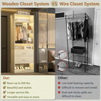 Freestanding 24" Closet System with 2 Wood Drawers, 2FT Small Closet Organizer System with 6 Shelves & Hanging Rod, Walk-in Closet Systems for Small Closets, White Oak (24"L x 15"W x 80"H)