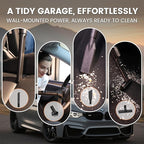 Giraffe Tools Grandstorm Retractable Vacuum Cleaner Wall-Mounted, Shop Wet Dry Vacuum Cleaner with 6 Nozzles for Car Detailing Remote Control Garage Vacuum, Grey