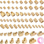 68PCS Brass Pipe Fitting & Adapters Assortment Kit, NPT Adapter, Hex Nipple,Hex Coupling, Hex Head Plug, Busing,Reducer Coupling, 45 Degree & 90 Degree Street Elbow, Male Run Tee