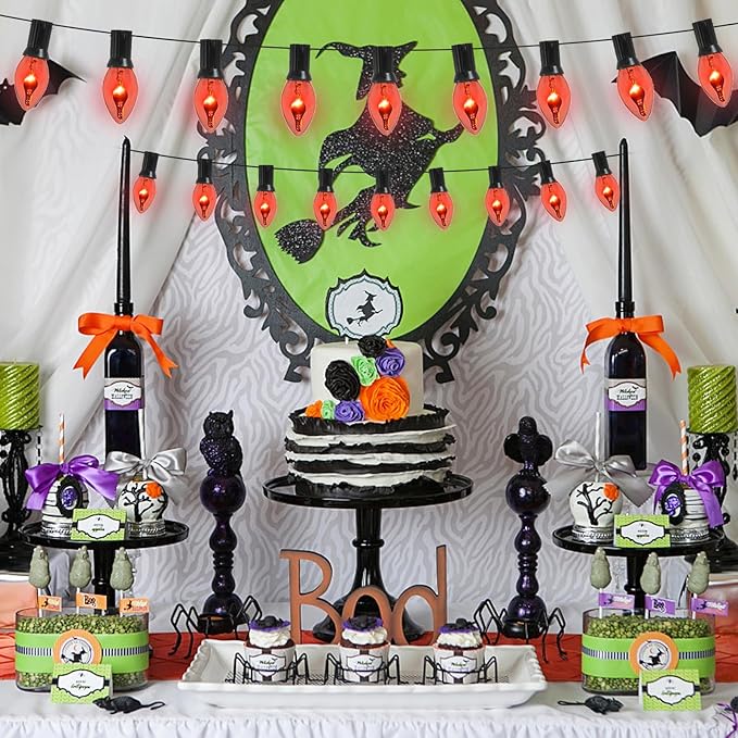 E12 Flickering Flame Light Bulbs, 25-Pack Faux Flame Light Bulbs for Outdoor Use, Energy-Efficient Fire Light Bulb, Flickering Night Lights for Halloween, Christmas, and Home Decor, UL Listed