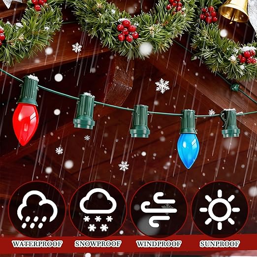 60PCS Christmas Light Socket Safety Cap Plugs for C9 and C7 Bulbs,Double Sided Stringers Light Bulb Socket Cover,Waterproof Bulb Caps for Covering Unused C7 and C9 Christmas String Lights Sockets