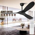60" Ceiling Fans Without Light, Wood Ceiling Fan with Remote Control and Quiet DC Motor, Ceiling Fan no Light 3 Blades, Outdoor Ceiling Fans for Patios without Lights