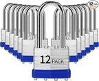 Padlocks Keyed Alike, Pack of 12, Laminated Steel Keyed Lock (1-9/16", 40mm), Padlocks with Same Key, Long Shackle, for Toolbox, Locker & StorageUnit or More
