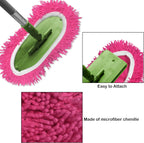 Reusable Microfiber Chenille Mop Pads Compatible with Swiffer Sweeper, Dry Sweeping Cloths & Wet Mopping Cloths, Refills for Hardwood Surface Floor Cleaning, 4 Pack (Pink)
