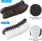 Upholstery Brush, Upholstery Brush Set, Leather Cleaning Brush, Carpet Brush Car Cleaning Brush, Long Bristle Horse Hair Car Cleaning Brush for Car Interior Leather Seat and Home Furniture