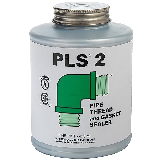 Gasoila Premium Pipe Thread & Gasket Sealer, Lead-Free Non-Hardening Paste, Safe for Iron, Stainless Steel, Plastics, -100 to 600°F, 1 Pint with Brush, for Industrial & High-Pressure Applications