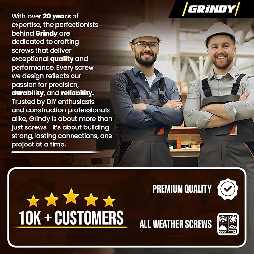 #10 x 2 1/2’’ Wood Screws by Grindy (200pack/2.4LBS) – Self-Drilling Deck Screws I Rust Resistant I Quick Drive & Fast Grip I for Cabinet, Furniture & Other Projects I T25 Star Drive I Bit Included
