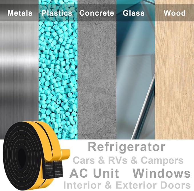 Strong Adhesive Foam Insulation Tape, Weather Strip for Doors and Windows Insulation, SoundProof Door Insulation Strip, Weatherproof, Anti-collision, Anti-bug, Shockproof(1 In x 3/8 In x 13Ft)