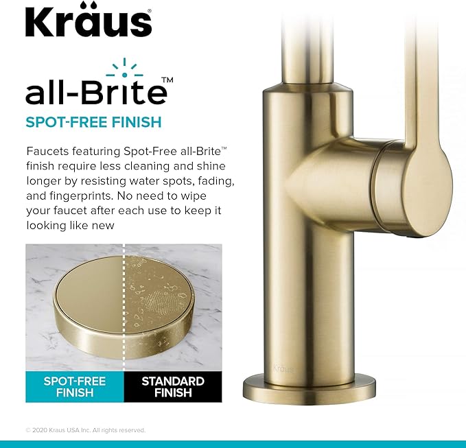 Kraus Oletto Single Handle Kitchen Bar Faucet in Spot Free Antique Champagne Bronze, Kitchen Sink Faucets, KPF-2822SFACB