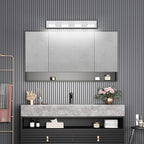 Ralbay 30inch Chrome Vanity Light for Bathroom with 5 Color Temperatures (3000K-6000K) Dimmable Stainless Steel Acrylic LED Modern Chrome Bathroom Light Fixtures (4-Light)