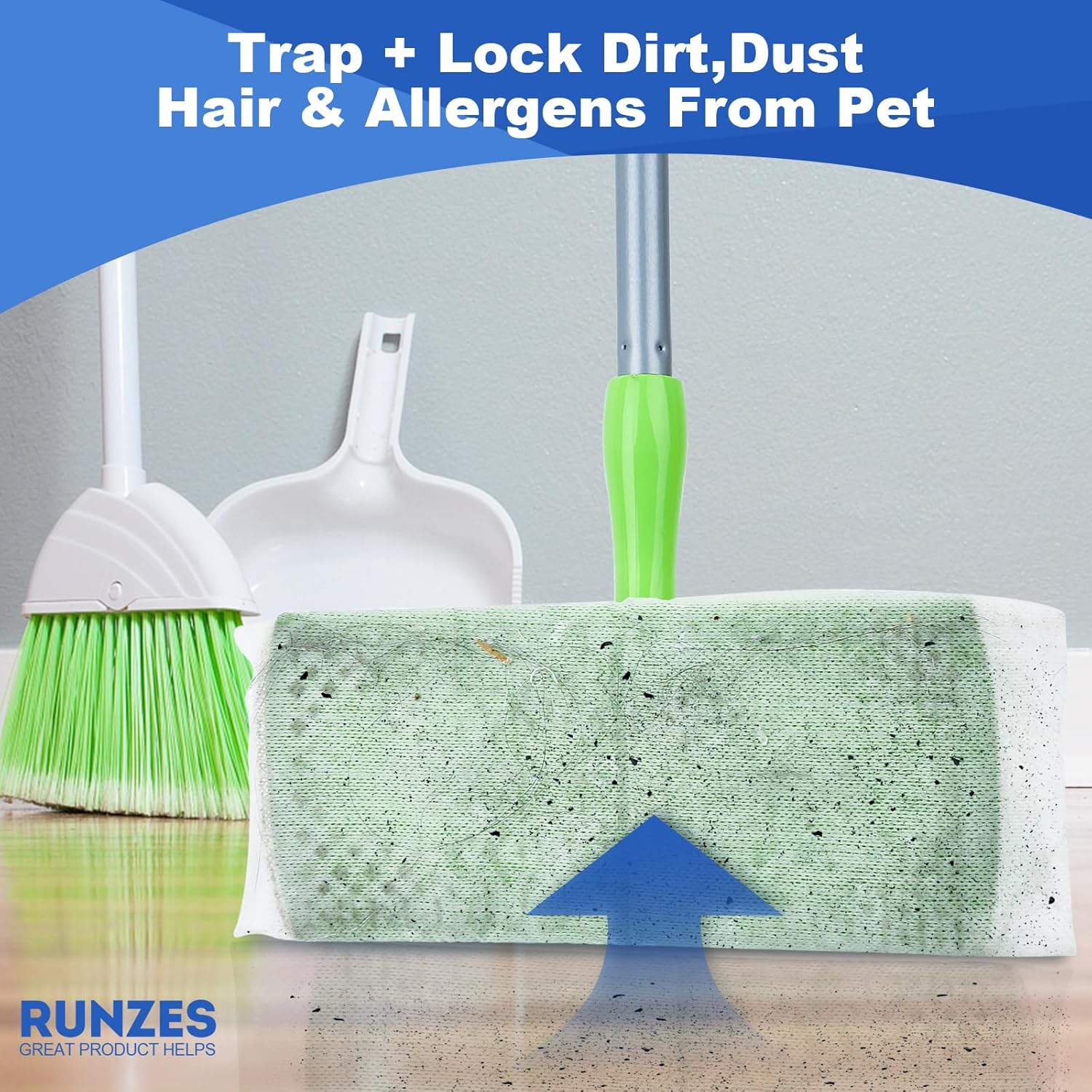 Runzes Dry Sweeping Refills 80Count Mop Pads Duster Cloths White Disposable Cleaning Cloths to Clean Dust,Hair,Dirt
